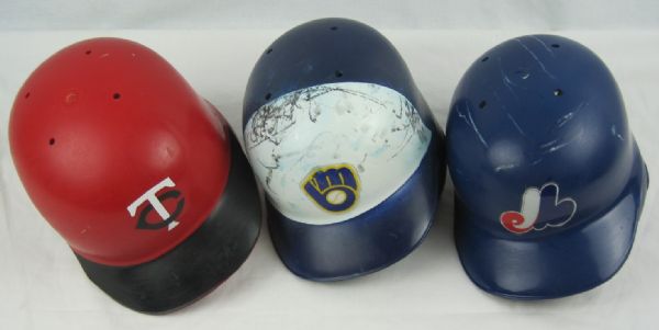 Montreal Expos, Milwaukee Brewers & Minnesota Twins Lot of 3 Batting Helmets