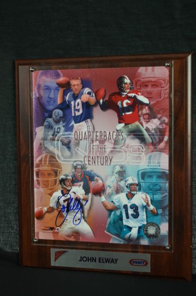 John Elway Autographed Photo Plaque