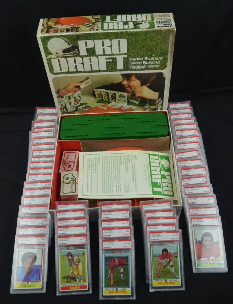 Parker Brothers 1974 Pro Draft Football Game & PSA Graded 50 Card Set