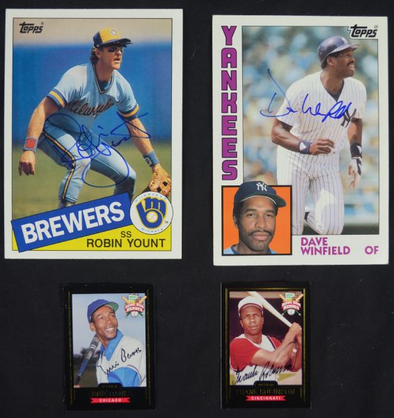 Collection of 4 Autographed HOF Baseball Cards