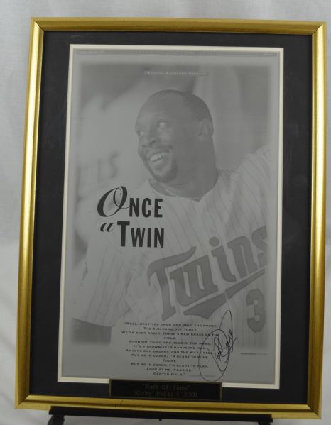 Kirby Puckett Autographed Printers Plate