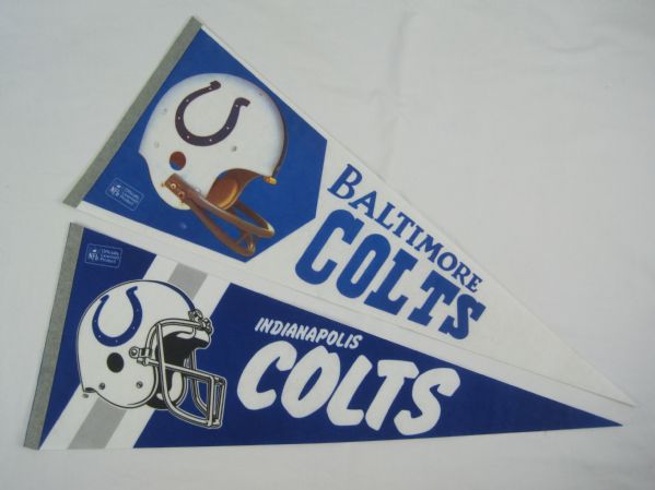 Vintage Baltimore & Indianapolis Colts Pennants 