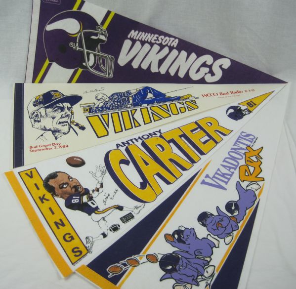 Minnesota Vikings Lot of 4 Vintage Pennants