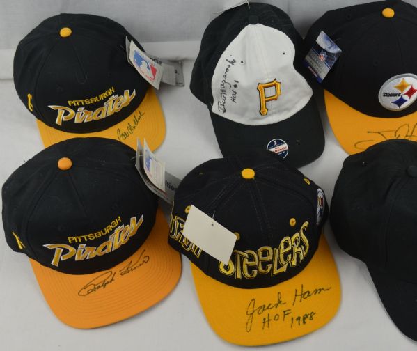 Pittsburgh Steelers & Pittsburgh Pirates Collection of 6 Autographed Hats