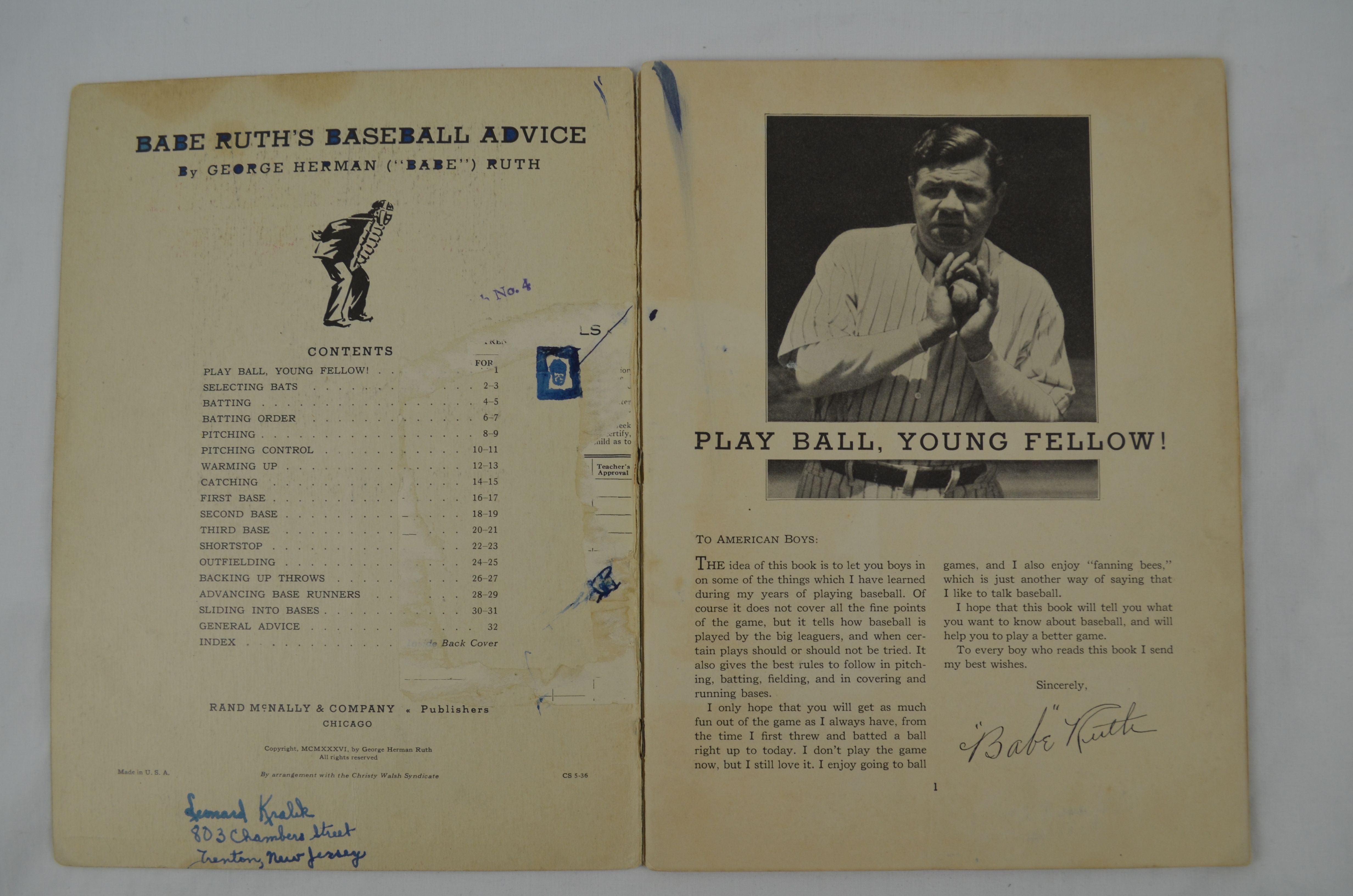 Lot Detail Vintage Copy Of Babe Ruth S Baseball Advice