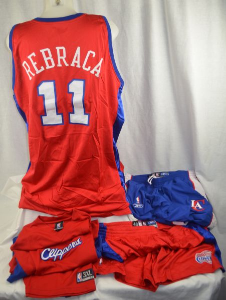 Zelijko Rebraca 2004-05 LA Clippers Professional Model Uniform & Warm Up Suit w/Medium Use 