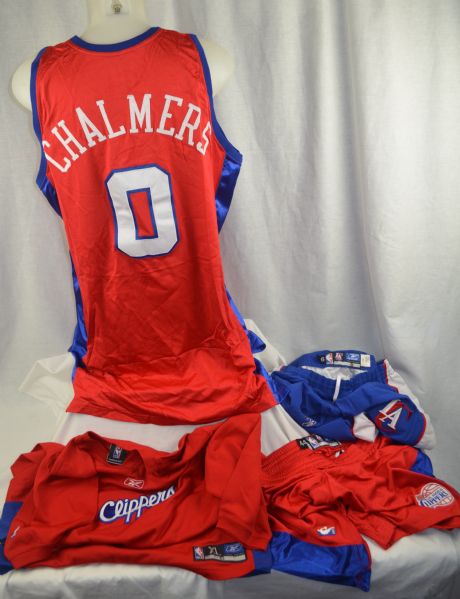 Lionel Chalmers 2004-05 LA Clippers Professional Model Uniform & Warm Up Suit w/Medium Use 