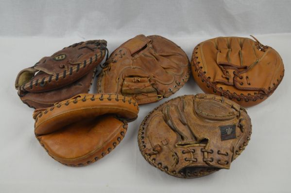 Collection of 5 Vintage Catchers Mitts