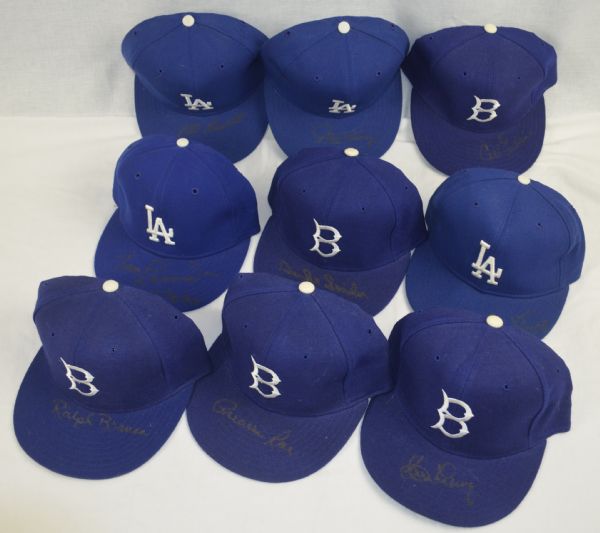 Brooklyn Dodgers Collection of 9 Autographed Hats