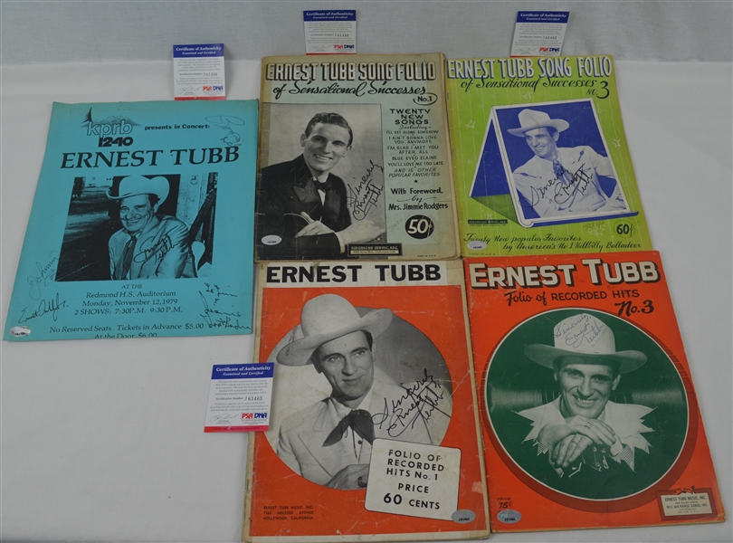 Ernest Tubb Collection of 5 Autographed Sheet Music