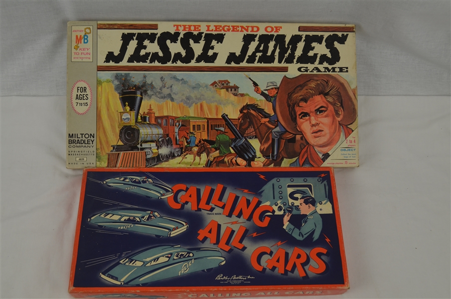 Vintage Legend of Jesse James & Calling All Cars Board Games