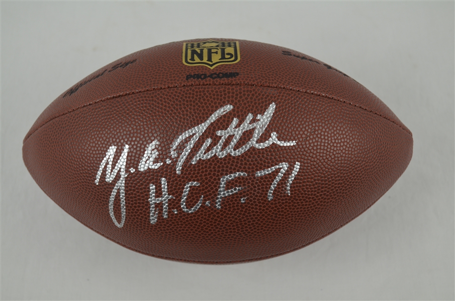 YA Tittle Autographed & Inscribed HOF 71 Football