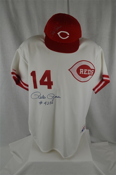 Pete Rose Autographed Cincinnati Reds Jersey & Hat