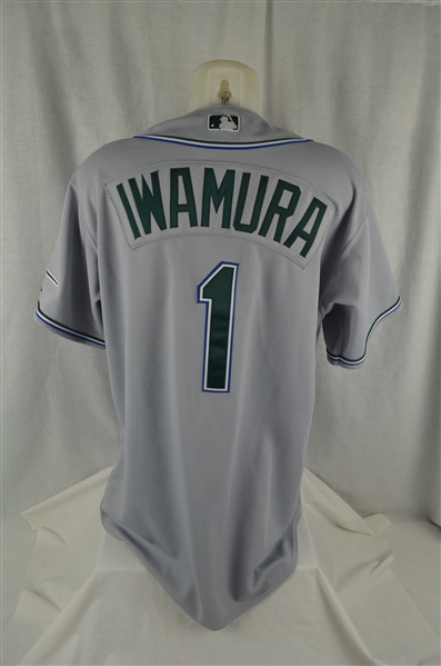 Akinori Iwamura 2007 Tampa Bay Devil Rays Gray Road Professional Model Jersey w/Light Use