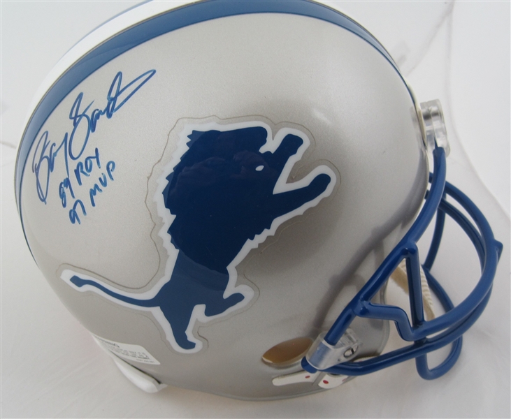 Barry Sanders Autographed & Inscribed Full Size Helmet