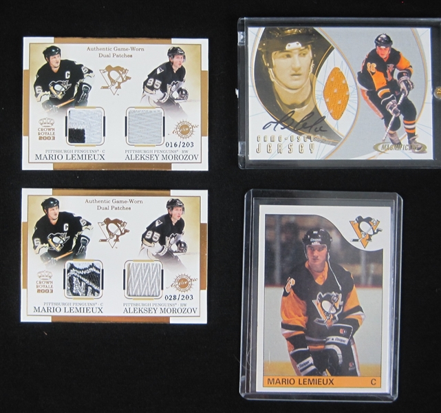 Mario Lemieux Collection of Rookie Game Used & Autographed Insert Cards