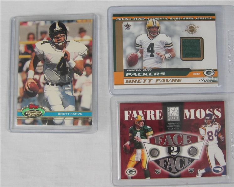 Brett Favre Lot of 3 Rookie & Game Used Insert Cards