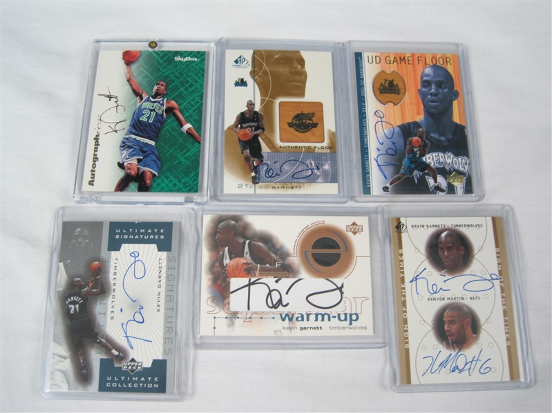 Kevin Garnett Lot of 6  Game Used & Autographed Insert Cards