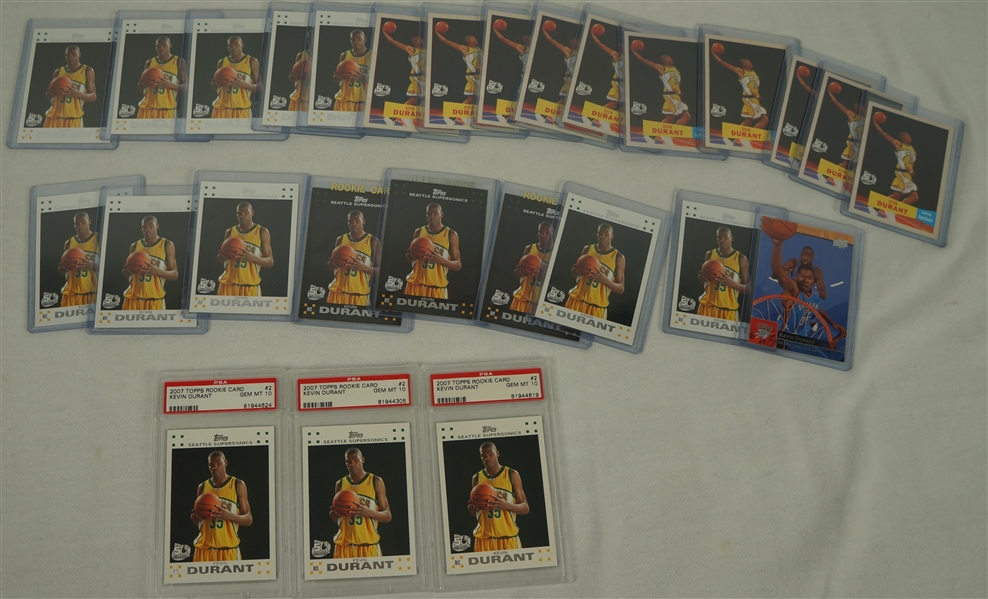 Kevin Durant Card collection w/PSA Graded Gem Mint 10 Rookies