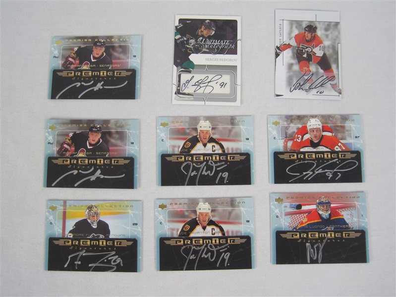 Collection of 9 Autographed Hockey Insert Cards