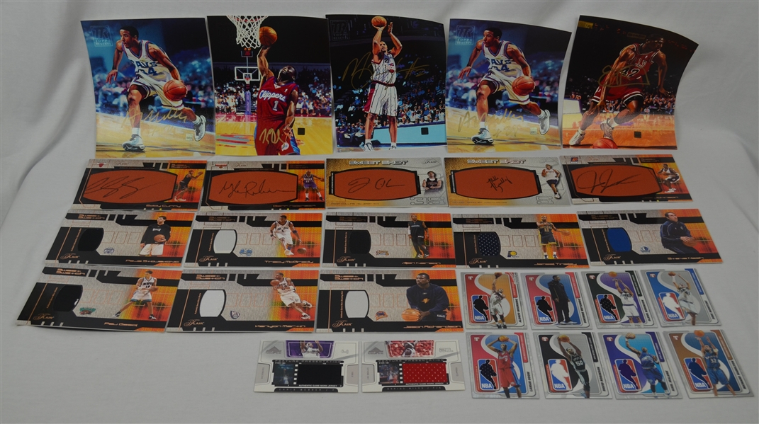 Collection of 28 Game Used & Autographed Photos Oversized NBA Cards