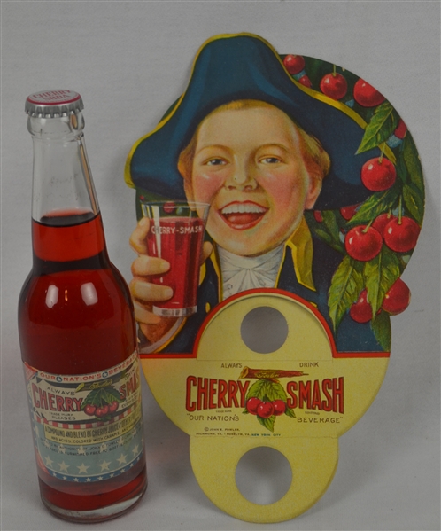 Vintage Cherry Smash Sealed Soda w/Original Advertisement