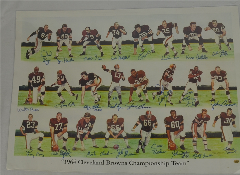 Cleveland Browns 1964 Team Signed Lithograph w/Jim Brown