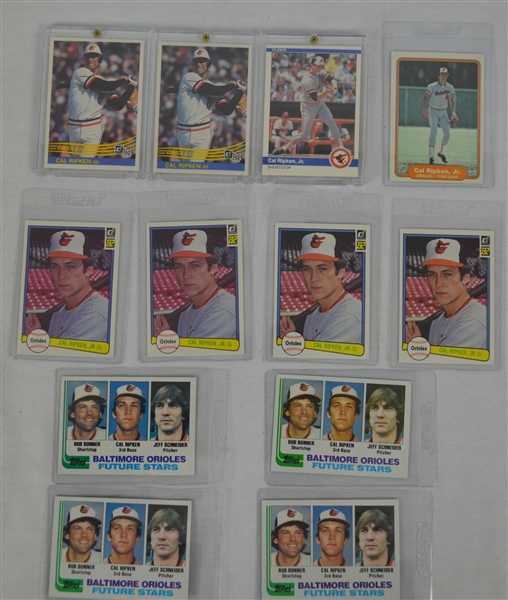 Cal Ripken Lot of 12 Rookie & 3rd Year Baseball Cards