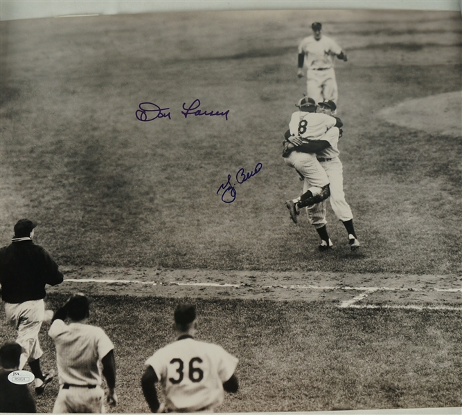 Don Larsen & Yogi Berra Dual Signed 1956 World Series Perfect Game 16x20 Photo