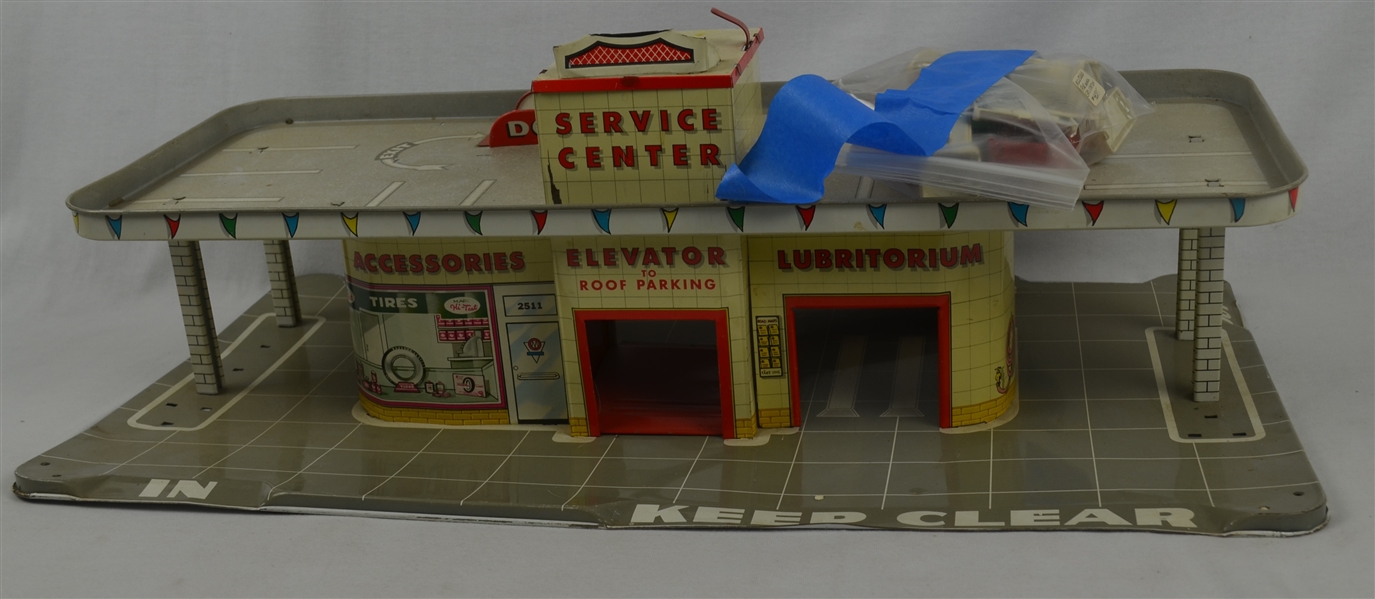 Marx Vintage Lot of 2 Gas Station Toy Playsets