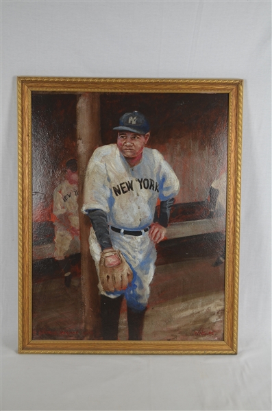 Rare George Herman "Babe" Ruth Oil Painting 