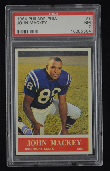 John Mackey Baltimore Colts HOF 1964 Philadelphia Rookie Card #3 PSA 7