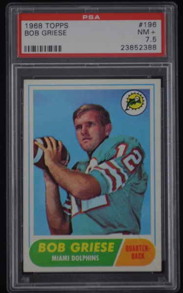 Bob Griese Miami Dolphins HOF 1968 Topps Rookie Card #196 PSA 7.5