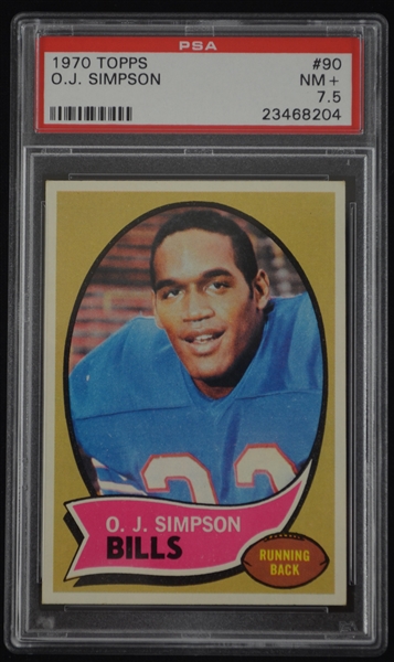 O.J. Simpson Buffalo Bills HOF 1970 Topps Rookie Card #90 PSA 7.5