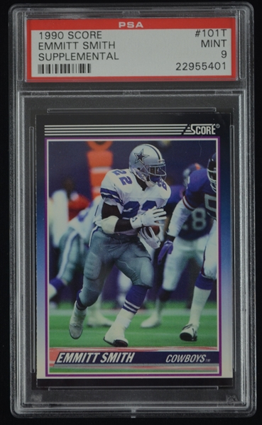 Emmitt Smith Dallas Cowboys HOF 1990 Score Supplemental Rookie Card #101T PSA 9