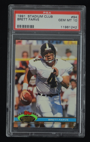 Brett Favre 1991 Stadium Club Rookie Card PSA 10