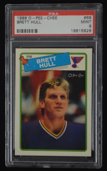 Brett Hull 1988 O-Pee-Chee Rookie Card PSA 9