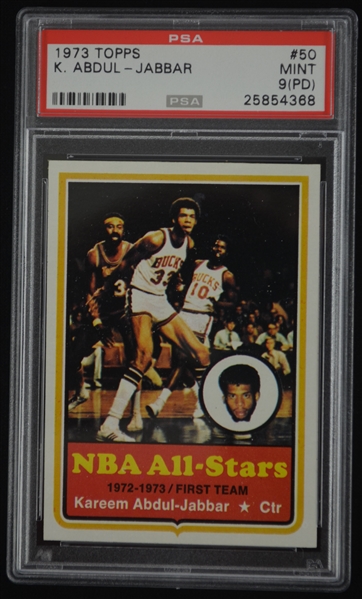 Kareem Abdul-Jabbar 1973 Topps Basketball Card #50 PSA 9