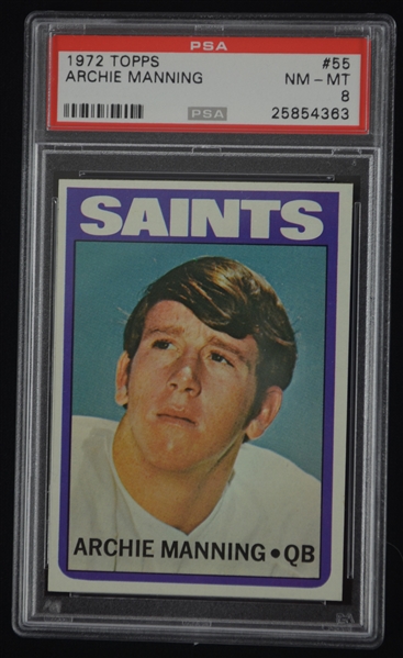 Archie Manning 1972 Topps Football Rookie Card #55 PSA 8