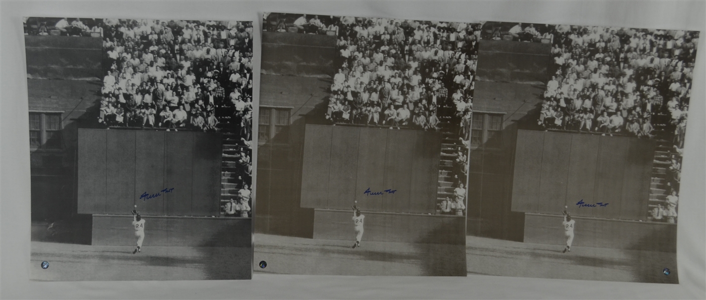 Willie Mays Lot of 3 Autographed 16x20 "The Catch" Photos