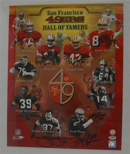 San Francisco Forty Niners HOF Signed Poster w/9 Signatures 