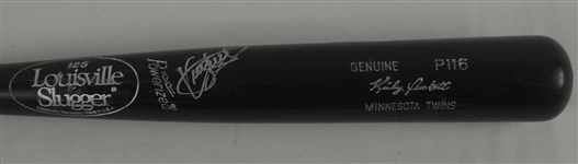 Kirby Puckett 1995 Minnesota Twins Professional Model Bat w/Heavy Use & Signed