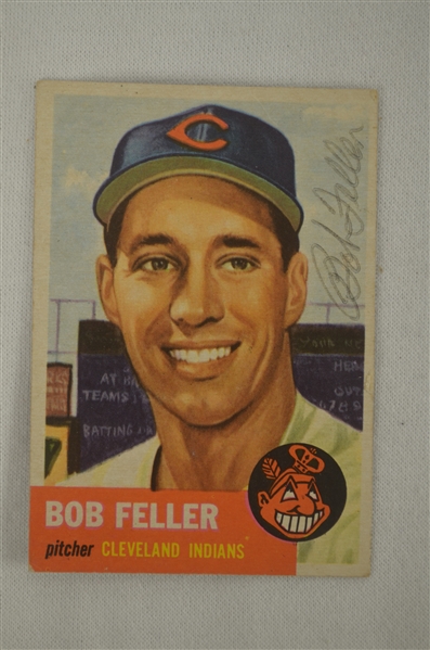 Bob Feller 1953 Topps Autographed Card 