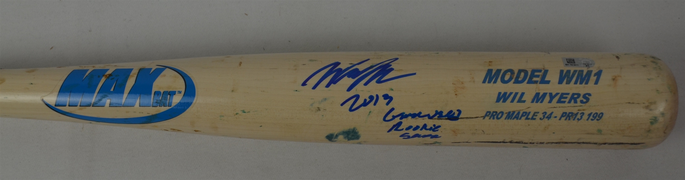 Will Myers 2013 Tampa Bay Rays Professional Model Rookie Bat w/Heavy Use