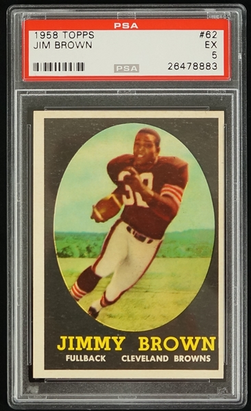 Jim Brown 1958 Topps Cleveland Browns Rookie Card PSA 5