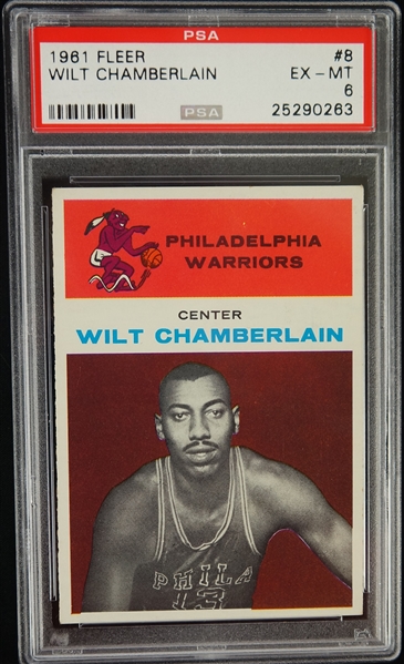 Wilt Chamberlain 1961 Fleer Rookie Card Graded PSA 6 EX/MT