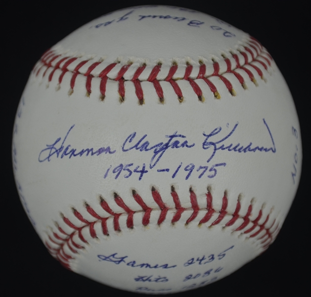 Harmon Killebrew Autographed & Inscribed Career Stat Baseball w/20 Inscriptions