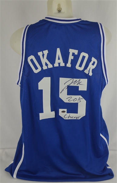 Jahlil Okafor Autographed & Inscribed Duke Blue Devils Basketball Jersey 