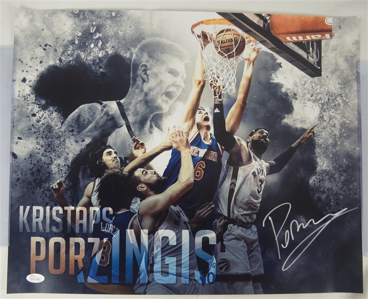 Kristaps Porzingis New York Knicks Autographed Poster
