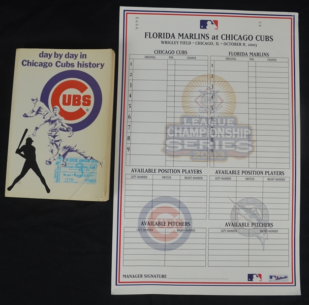 Chicago Cubs vs. Florida Marlins 2003 NLCS Line Up Card & Book